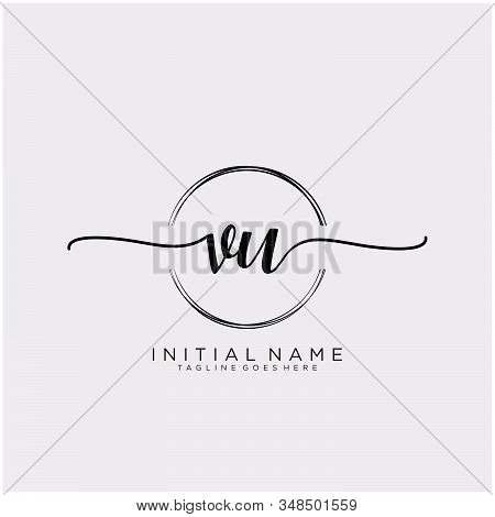 Vu Initial Handwriting Logo With Circle Template Vector.