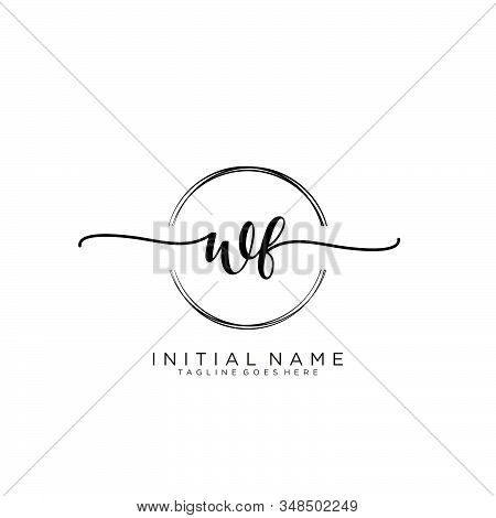 Wf Initial Handwriting Logo With Circle Template Vector.