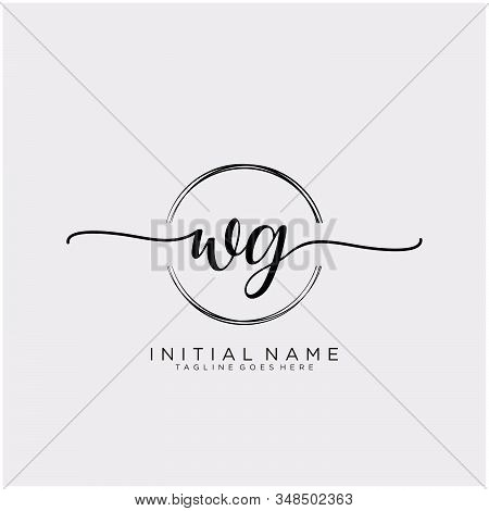 Wg Initial Handwriting Logo With Circle Template Vector.