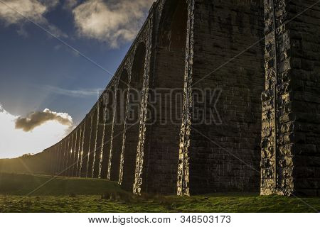 Sunset Over Iconic Yorkshire Landmark Ribblehead Viaduct