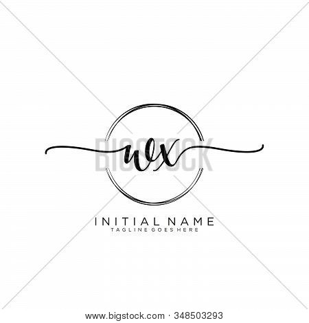 Wx Initial Handwriting Logo With Circle Template Vector.