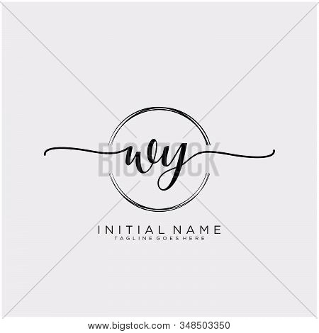 Wy Initial Handwriting Logo With Circle Template Vector.