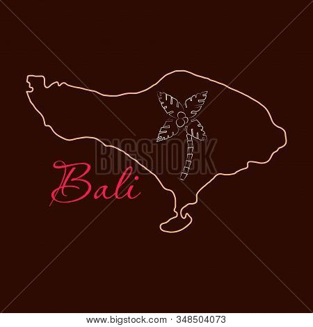 Map Of Bali Thin Line Background, Card, Decoration