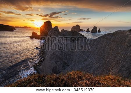 Sunset In The Urros De Liencres. Cantabria. Spain.