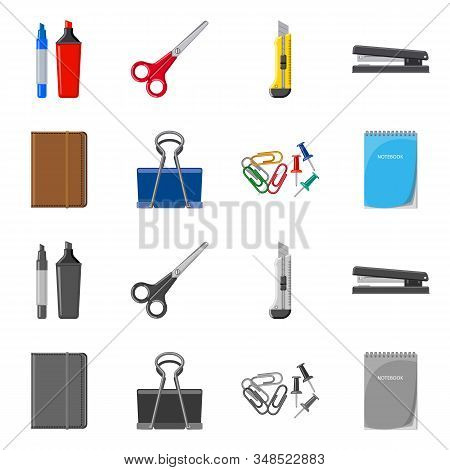Vector Design Of Office And Supply Icon. Set Of Office And School Stock Vector Illustration.