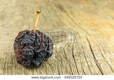 Shriveled Apple. Old Apple. Wrinkled Apple Texture. Dry Skin. Old Withered Fruit.