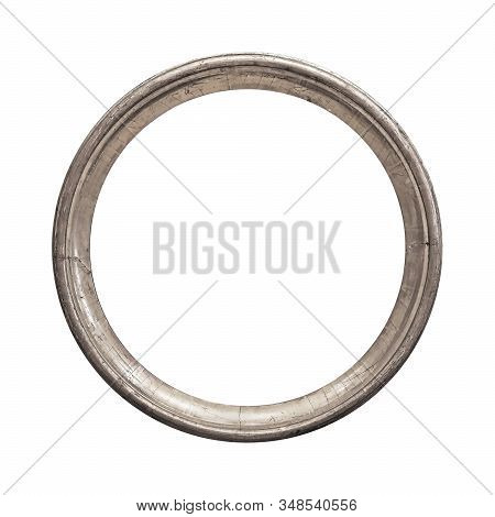 Silver Round (circle) Frame For Paintings, Mirrors Or Photo Isolated On White Background