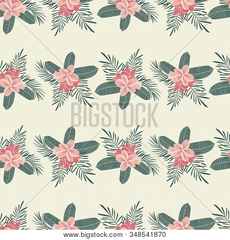 Vector Pattern With Tropical Leaves And Flowers