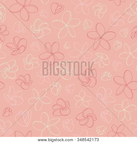 Romantic Pink Vector Pattern With Plumeria Flowers