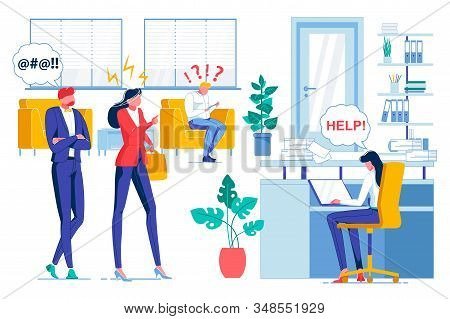 Colleagues Advices, Help Flat Vector Illustration. Office Manager Asking For Help And Consulting Fel