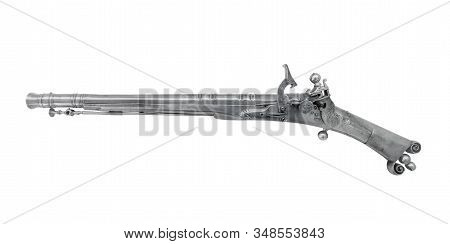 Isolated Vintage Silver Pistol On A White Background