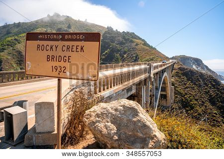 Pacific Coast Highway (highway 1) At Southern End Of Big Sur, California Near Bixby Bridge (rocky Cr