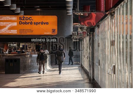 Prague, Czechia - October 31, 2019: Szdc Logo In Front Of Their Office In Prague Train Station. Szdc
