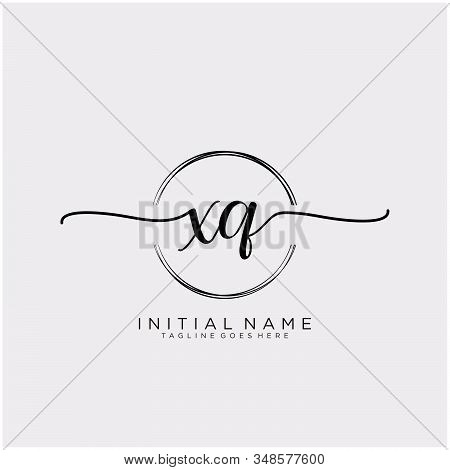 Xq Initial Handwriting Logo With Circle Template Vector.