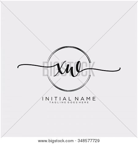 Xw Initial Handwriting Logo With Circle Template Vector.