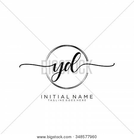 Yd Initial Handwriting Logo With Circle Template Vector.