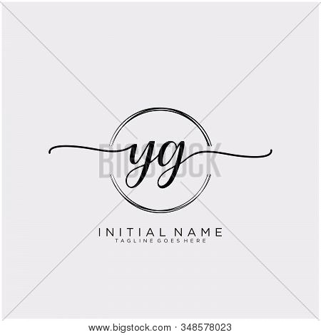 Yg Initial Handwriting Logo With Circle Template Vector.