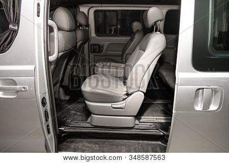 Novosibirsk, Russia - December 18, 2019:  Hyundai Grand Starex, Leather Interior Design, Car Passeng