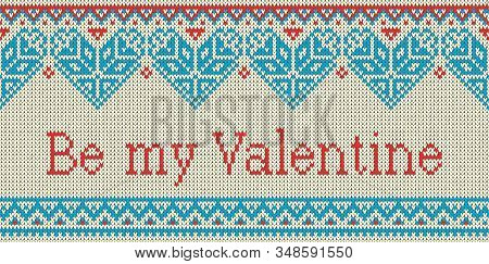 Seamless Pattern On The Theme Of Holiday Valentines Day With An Image Of The Norwegian And Fairisle 