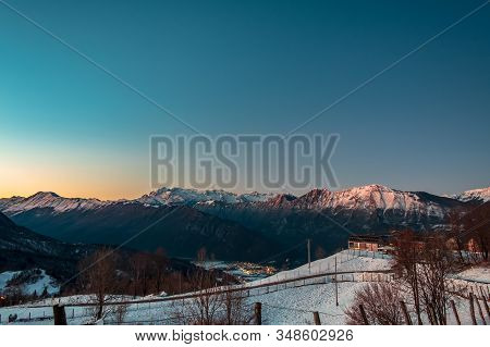 Winter Sunset In The Julian Alps