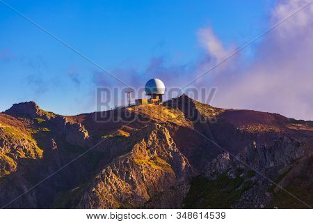 Observatory on Pico do Arierio - Madeira Portugal - travel background