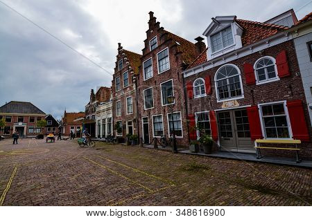 Edam, The Netherlands, August 2019. The Architecture Of The Edam Lodges Is A Characteristic Example