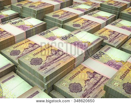 Hungarian Forints, Business Background. Huf. 3d Illustration