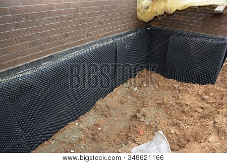 House Foundation Wall Waterproofing. Foundation Wall Moisture Protection Barrier