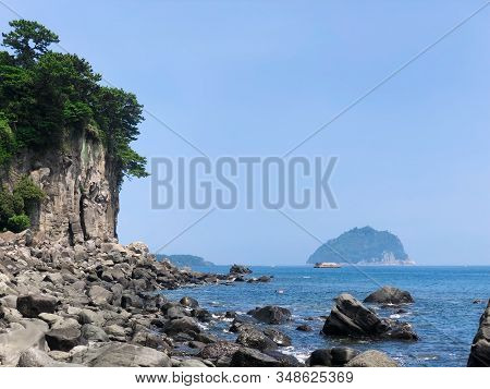 The Beautiful Rocky Coast On Jeju Island, South Korea