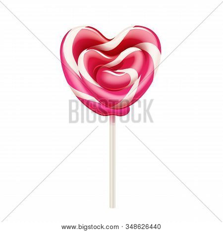 Colorful Heart Shape Lollipop - Sweet Hard Candy On Stick.