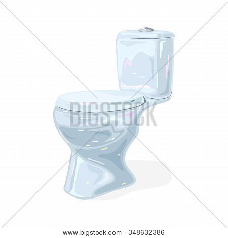 White Ceramic Shiny Flush Toilet Bowl, Wc Pan, Water-closet. Bathroom, Lavatory, Cloakroom, Restroom