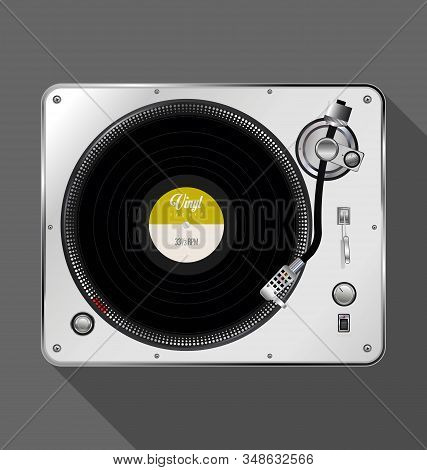 Record Player Retro Design With Long Shadow.eps