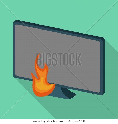 Vector Design Of Flame And Monitor Icon. Set Of Flame And Internet Stock Symbol For Web.