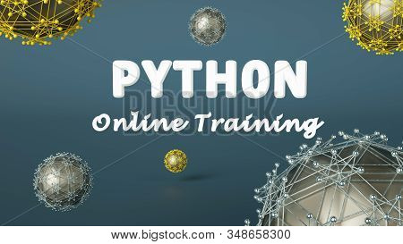 3d Rendering Of Online Learning Banner For Python Online Training. Coding Concept. Learn To Code Pyt