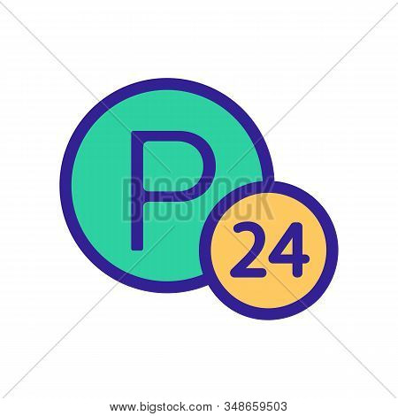 Round-the-clock Parking Icon Vector. A Thin Line Sign. Isolated Contour Symbol Illustration
