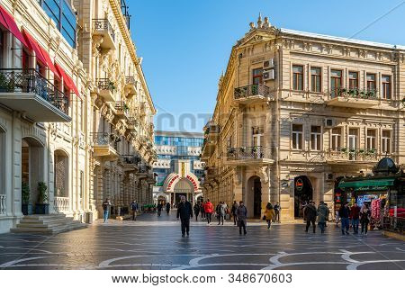 Baku, Azerbaijan 27 January 2020 - People Traveling In The Streets Of Baku.