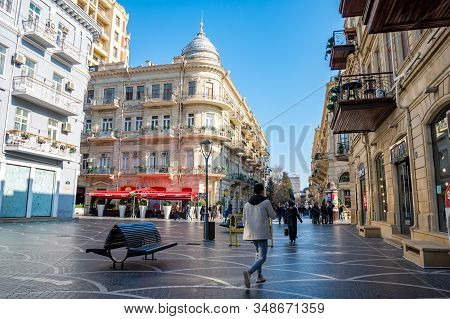 Baku, Azerbaijan 27 January 2020 - People Traveling In The Streets Of Baku.