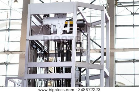 Elevator Installation, Lift Technician Installing A Modern Elevator