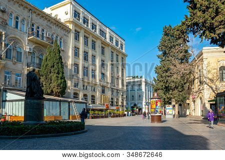 Baku, Azerbaijan 27 January 2020 - People Traveling In The Streets Of Baku.