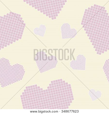 Seamless Pattern: Hearts (similar To Embroidery 