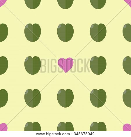 Seamless Pattern: Handmade Staggered Hearts And Leaves