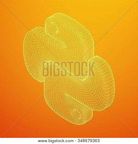 Python Code Language Sign. Programming Coding And Developing Concept. Wireframe Low Poly Mesh Vector