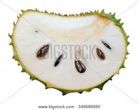 Fresh Soursop Fruit Isolated On White Background