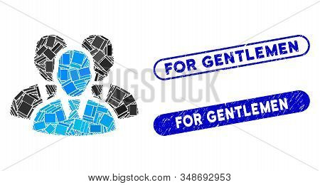 Mosaic Manager Group And Grunge Stamp Watermarks With For Gentlemen Caption. Mosaic Vector Manager G