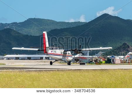 St. Maarten, Netherlands - December 17, 2018: The De Havilland Canada Dhc-6-300 Twin Otter Airplane 