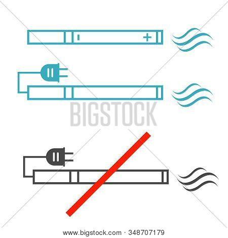 Smoking Vs Electronic Cigarette Or Vaporizer Device Vector. Electronic Cigarette Vector