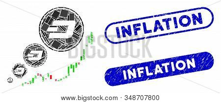 Collage Dashcoin Inflation Chart And Grunge Stamp Seals With Inflation Phrase. Mosaic Vector Dashcoi