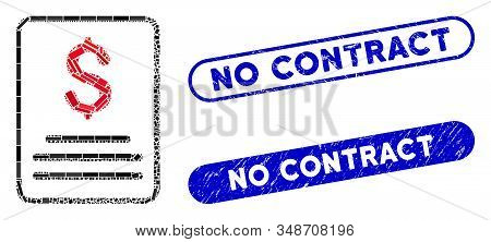 Mosaic Invoice Budget And Grunge Stamp Seals With No Contract Caption. Mosaic Vector Invoice Budget 