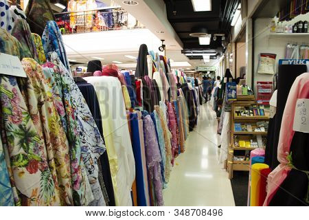 Fabric Material With Accessories From Garment Shop For Thai People And Foreigner Travelers Walking S
