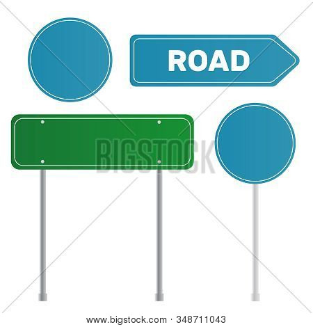 Green Empty Arrow Road Sign. Sign Street. Road Green Vector Sign. Arrow Blank Sign